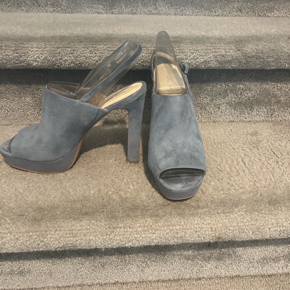 Nine West Blue/gray suede Slingback 4 inch heels - Picture 4 of 8